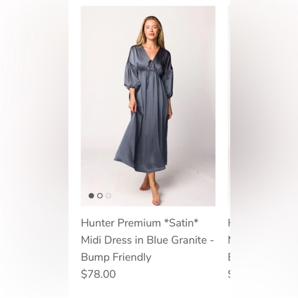 Hunter Premium Satin Midi Dress in Blue
